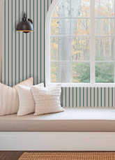 Papel de Parede Infantil - Listrado Fino Regular Verde Bosque